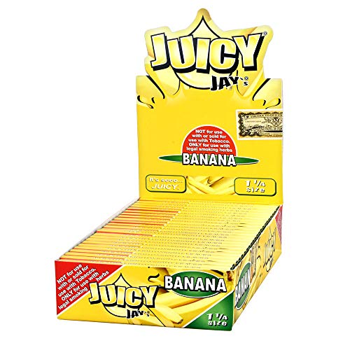 24 Packs (1 Box) Juicy Jay's 1.25" Pure Hemp Rolling Papers - Banana #TOP28