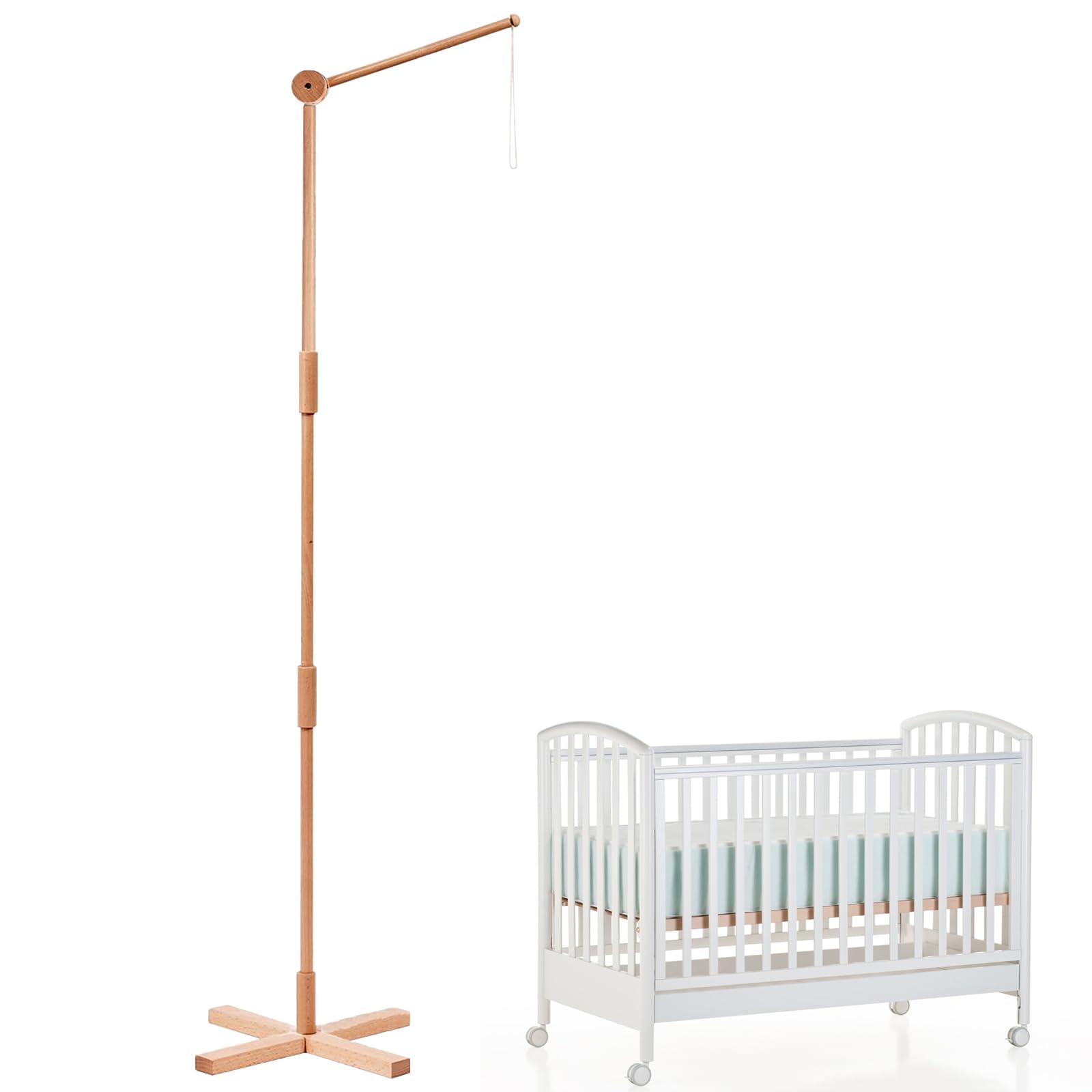 PORFOYO Supporto mobile in legno, 1,6 m, design minimalista per culla portatile, struttura stabile in legno, supporto mobile per fasciatoio, uso universale