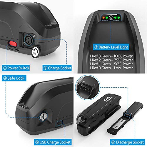 Miniatura 3 de Upp Batería Ebike 48v 15ah Batería Eléctrica, Hailong Batería De Litio Con Cargador, Puerto Usb Para 1000w 750w 500w 350w 250w Motor