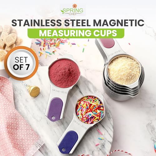 Image of Spring Chef 7 Magnetic Stainless Steel Measuring Cups Set, Mountain Sunrise