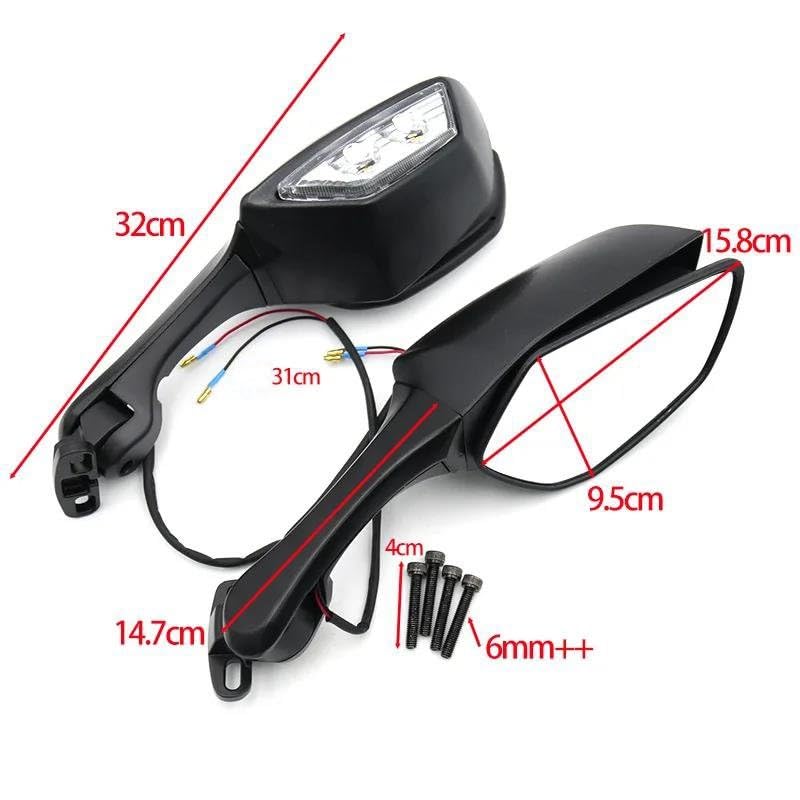 Espejos retrovisores motocicleta Ninja 300 400 650 espejo lateral con luz 6