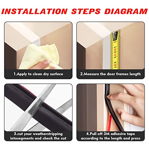 Weather Stripping Door Seal Strip - Ablink D-Shape Rubber Weather Stripping For Door Frame, Self-Adhesive Door Weatherstripping Soundproofing Door Seal Strip For Windows (Black) #TOP6