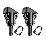 AUCELI Car Windshield Washer Nozzles, 2PCS OEM#4805742AB Vehicle Front Windscreen Fluid Jet Kit, Automotive Wind Screen Wiper Spray Head Replacement Compatible with Charger Journey Compass (Black)