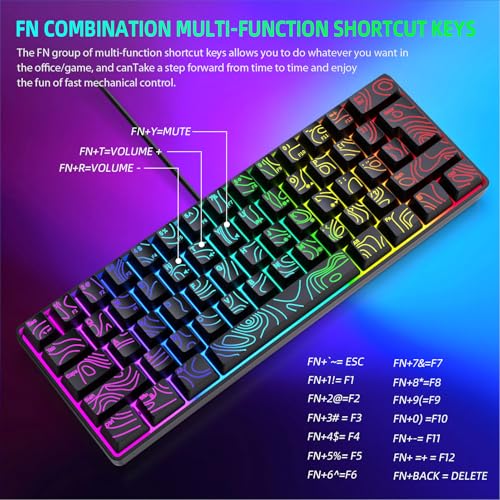 Clavier de jeu mécanique 61 touches noir rétroéclairé RVB compact