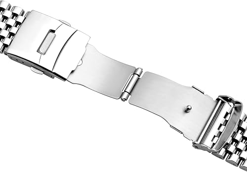 Miniatura 8 de Juntan Correa de reloj de acero inoxidable de 0.78 pulgadas, 0.86 pulgadas, 7 medias cuentas pulidas cepilladas, correas de reloj para hombres y
