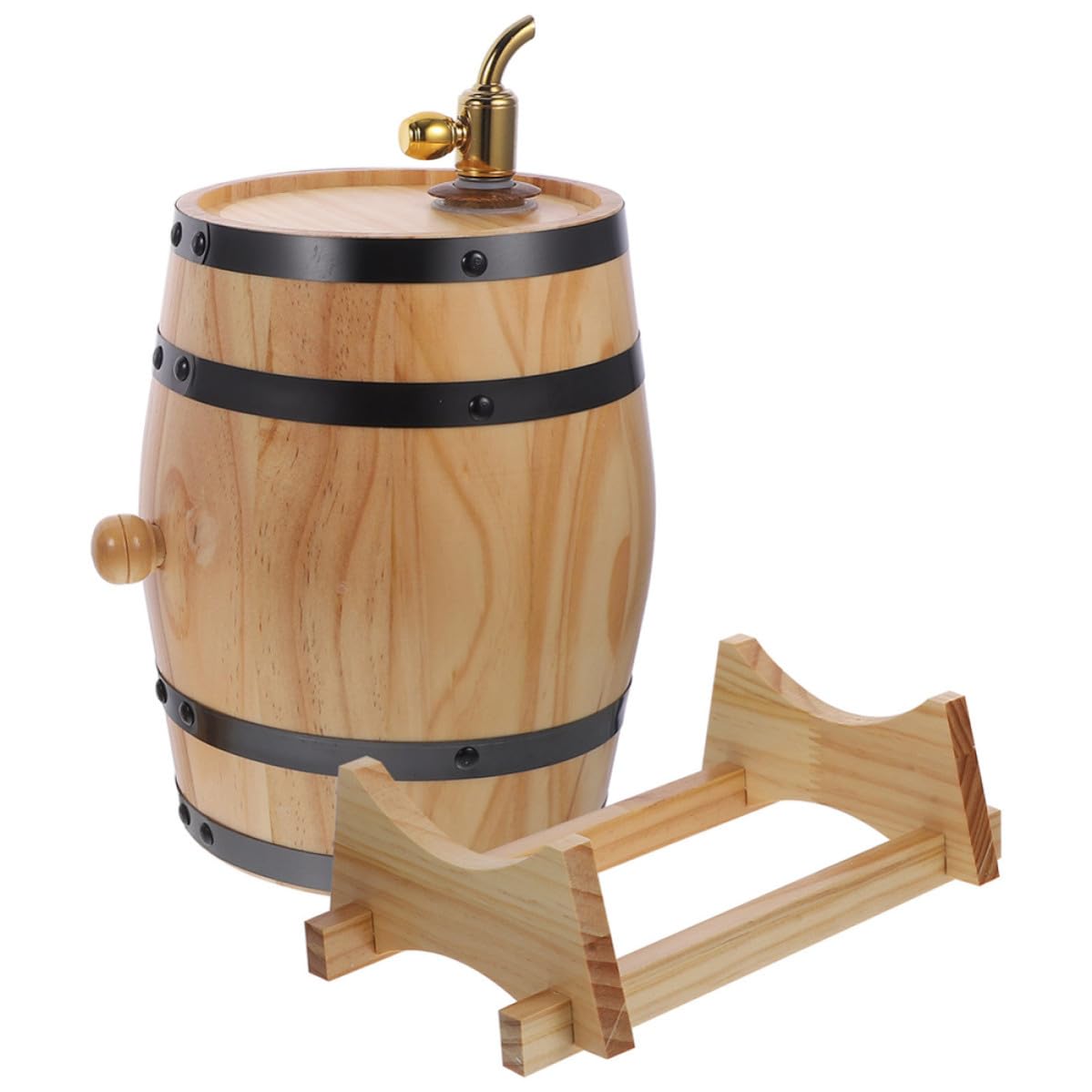 TOYANDONA Barril de Vino de 3l de Acero Inoxidable y Madera, Vintage