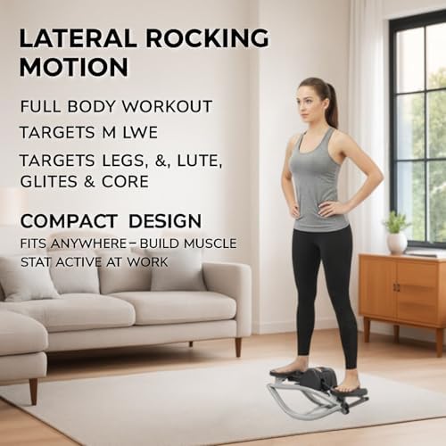 Rock Stepper - Compact Side-to-Side Exercise Machine for Home Workouts, Low-Impact Rocking Stepper with Digital Display for Legs, Glutes & Core Fitness