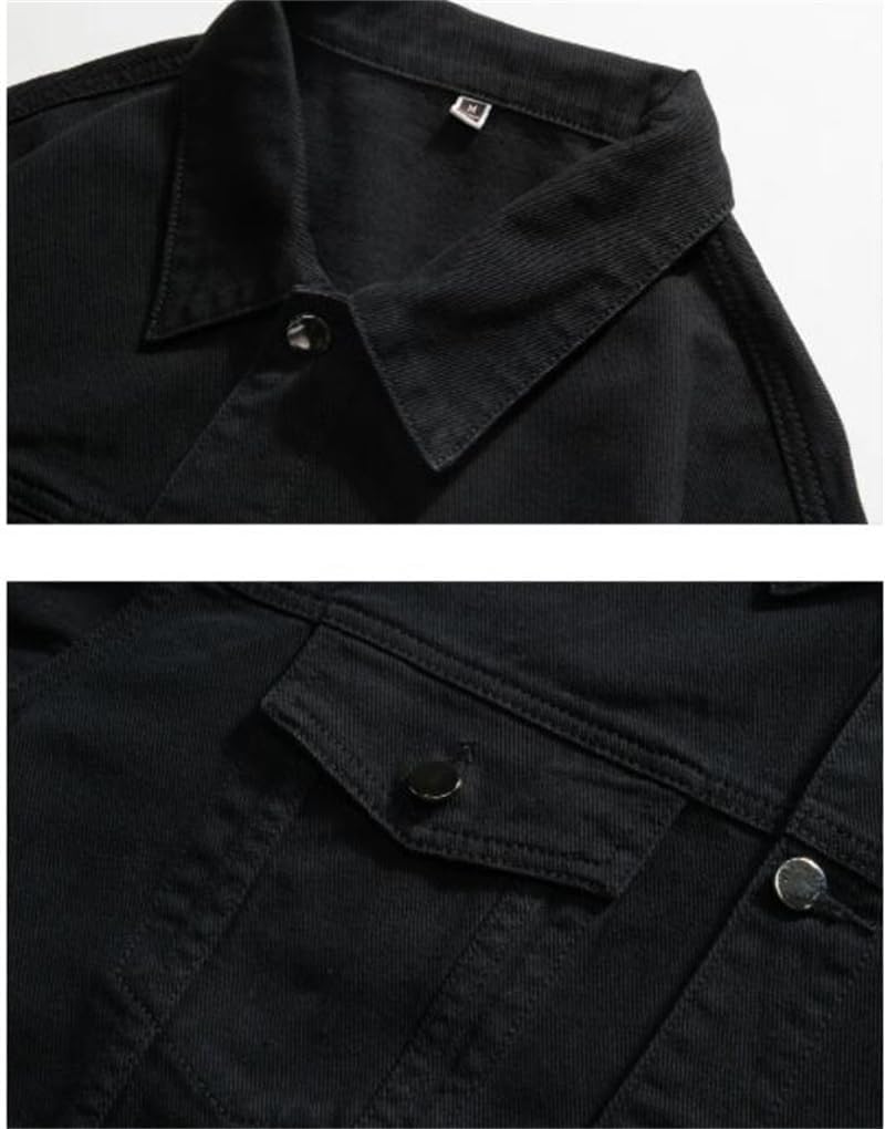 Dninmim Men's Autumn Oversize White Denim Jacket Cotton Casual Versatile Jean Coats