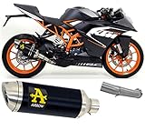 arrow 71860aon, silencieux approuve thunder aluminium noir, embout en acier, compatible avec moto ktm rc 125 2017 2018 2019 2020 mototopgun