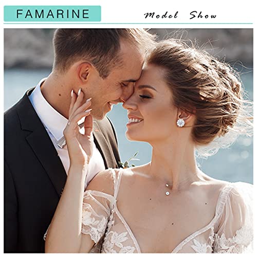 Famarine Silver Clip On Earrings Cz Cute Round Clip Earrings Non-Pierced Earrings Wedding Clip On Earrings #TOP1