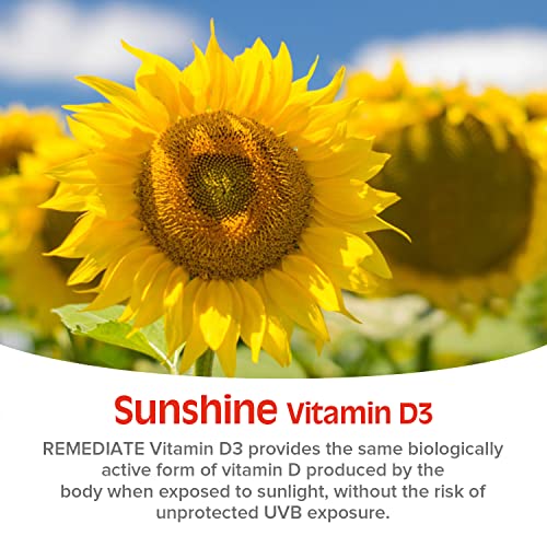 Remediate Vitamin D3, 5000 Iu (125 Mcg), High Potency For Healthy Immune Function & Better Calcium Absorption, Stronger Bones & Teeth, Non-Gmo, Vegetarian Friendly, Once Daily, 120 Softgels #TOP3