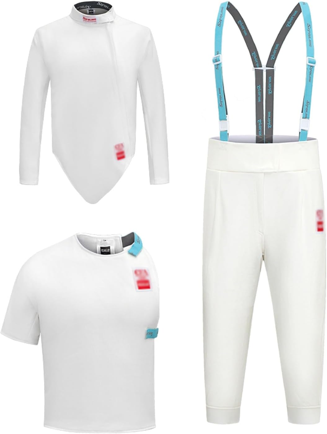 3-Piece Fencing Protective Suit Adult and Children's Fencing Clothing 450N Anti-Thorn Fabric Vest/Pants/Jacket Professional Fencing Suit for Foil Epee Sabre (Thickness : Right Hand, Size : 60#)