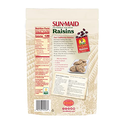 Image of Sun-Maid Organic California Sun-Dried Raisins - 32 oz Resealable Bag - Organic Dried Fruit Snack for Lunches, Snacks, and Natural Sweeteners (Pack of 2)