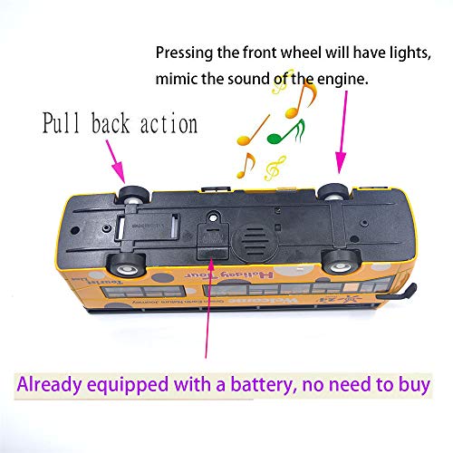Ailejia City Bus Sightseeing Double Decker Bus Model Open Top Pull Back Toy Die Cast Pull Back Vehicles Mini Model Car Lights And Music (Red) #TOP3