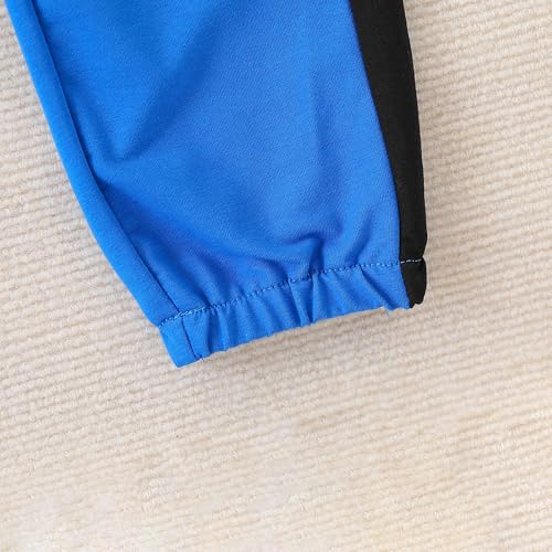 Image of Boys Clothes 2pcs Tween Boy Color Block Hoodie + Pants Little Boys Fall Winter Outfits Set, 4-12 Years