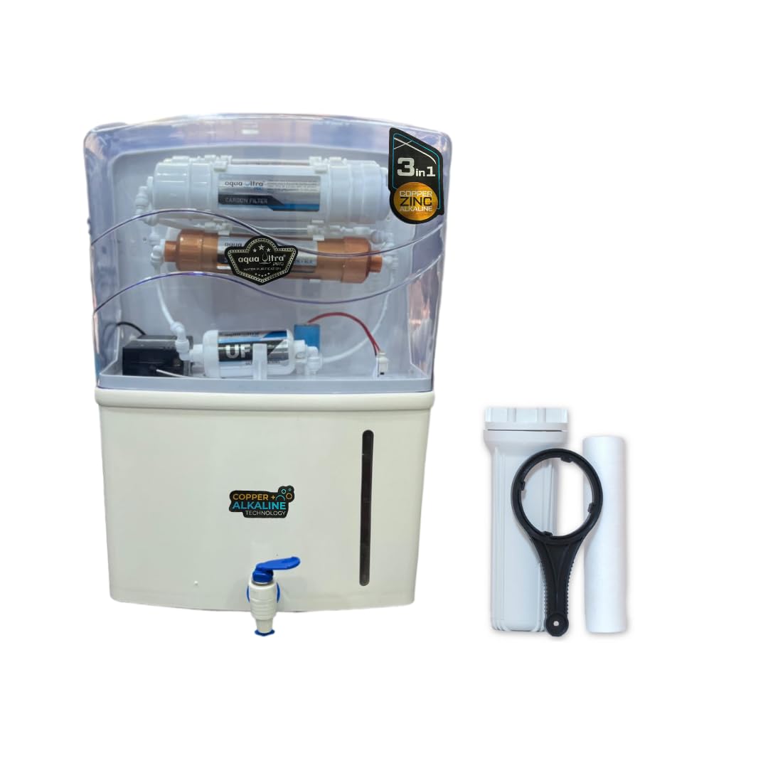 AQUAULTRA Uvc Copper Water Purifier With Uf+Uv Led In Tank| Taste Adjuster | Natural Food Grade 12 Liter Storage 35 Lph Suitable For Municipal Only 350Ppm