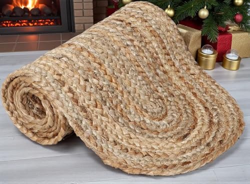 MDS Pack of 1 Handwoven Oval Jute Braided Table Runner