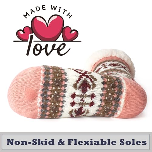 Cozylook Women's Fuzzy Slipper Socks with Non-Slip Grippers, Cozy Fluffy Sherpa Lined, Cute Christmas Gifts3