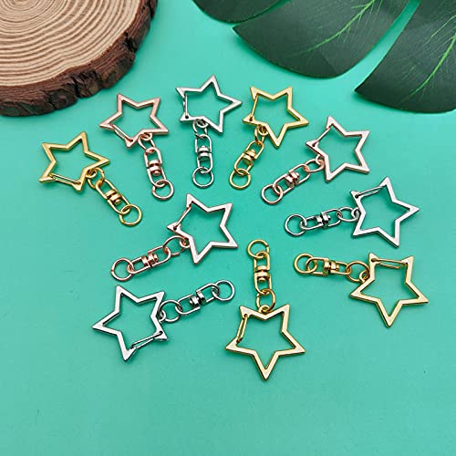 60Pcs Star Shaped Spring Snap Keychain Clip,3 Colors Metal Swivel Clasp Snap Hook Key Ring with Chain Hanging Buckle with Open Jump Ring Connector for Crafts Key Ring Making,DIY Keychain Supplies - Thumbnail 6
