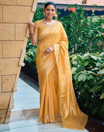 Image of SIRIL Women's Jacquard Kanjivaram Soft Silk Saree Pure Silk With Unstitched Blouse Piece