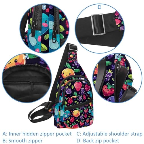 Mochila cruzada de dibujos animados con correa ajustable para running y senderismo 2