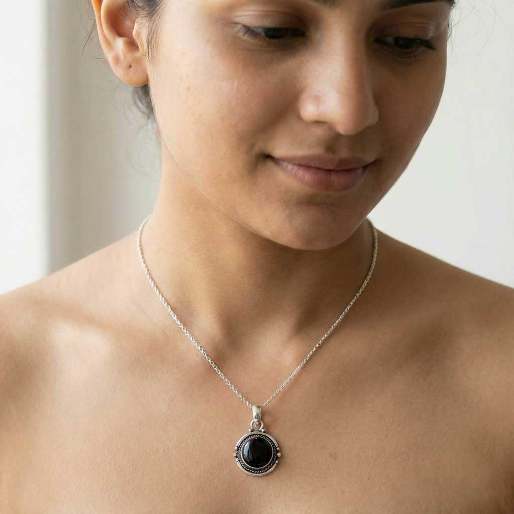 Labradorite, Tiger Eye, Crystal, Moonstone Round Handmade Pendant Necklace 925 Sterling Silver Overlay Boho Chunky Natural Gemstone Jewelry For Women