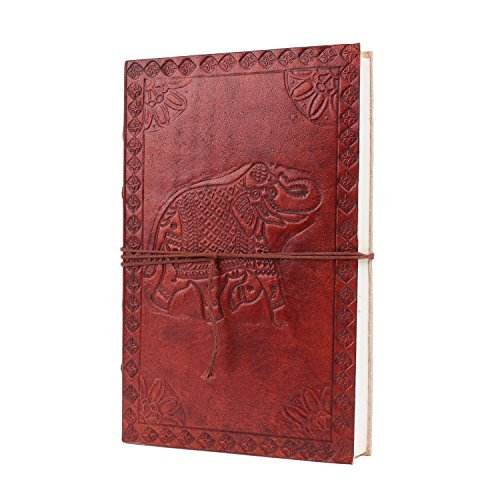 Store Indya Handmade Genuine Leather Journal Eco-Friendly Unlined Pages Compact Travel Diary Writing Journal for Men & Women (King of Elephant Collection)