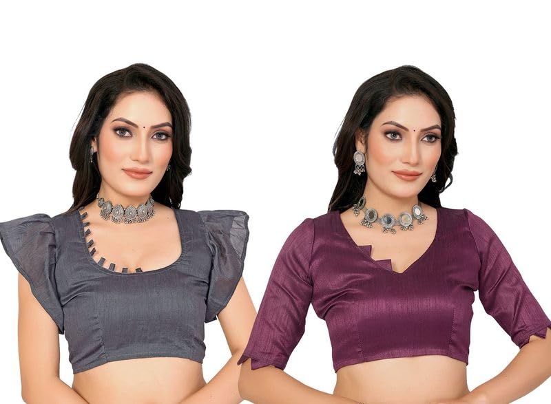 Image of Women's Multicolor Satin Striped Printed Saree with Unstitched Blouse Piece (Pack of 2) P2 MD RS WB SAT6001 1 WB SAT6013 9 BZ