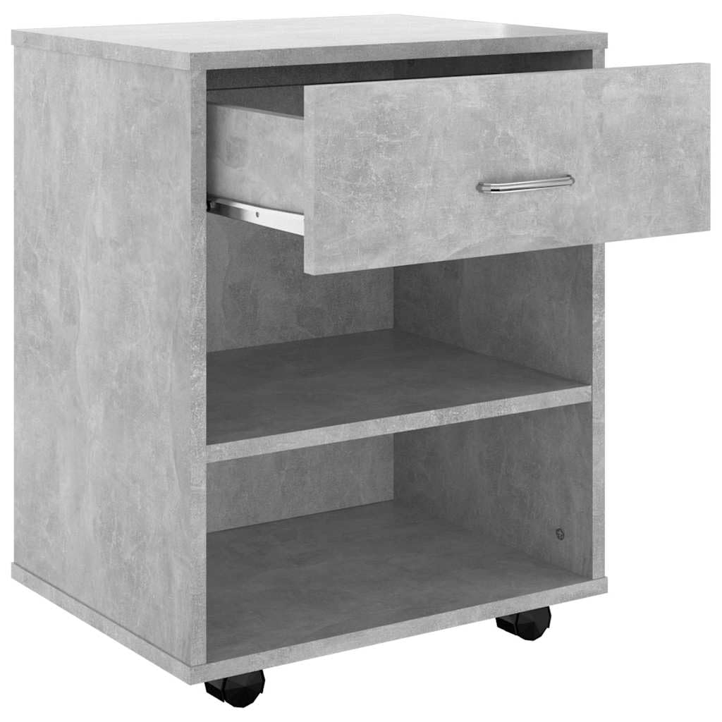 Mobiletto Con Ruote Grigio Cemento 46x36x59cm Legno Multistrato