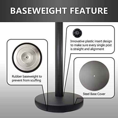 Vip Crowd Control Retractable Belt Queue Safety Stanchion Barrier Set, 36" Ht, 78" Black Belt + Wall Bracket (6 Posts Belt+Sframe+Wbracket) #TOP2