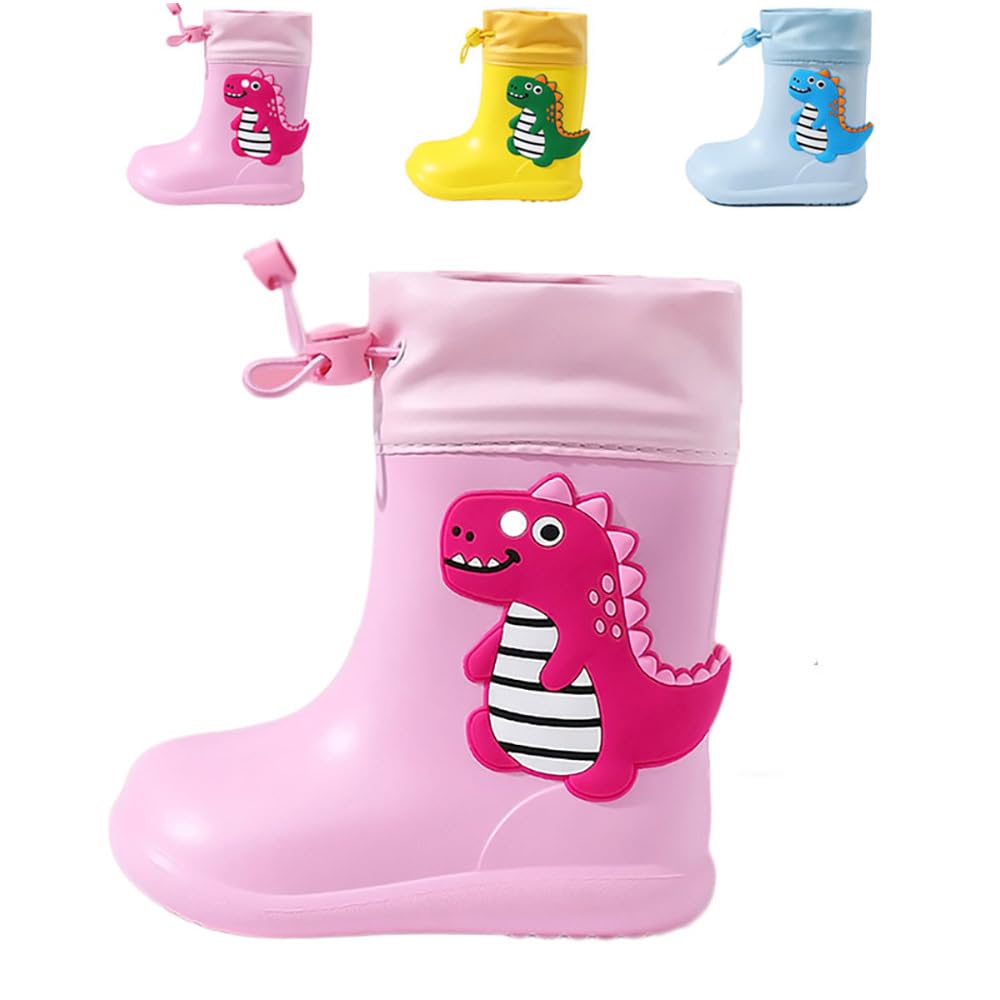 Drecage Kids Rain Boots Waterproof Lightweight EVA Rain Shoes for Toddler Girls Boys, with Elastic Cuff Ankle and Non-Slip Sole