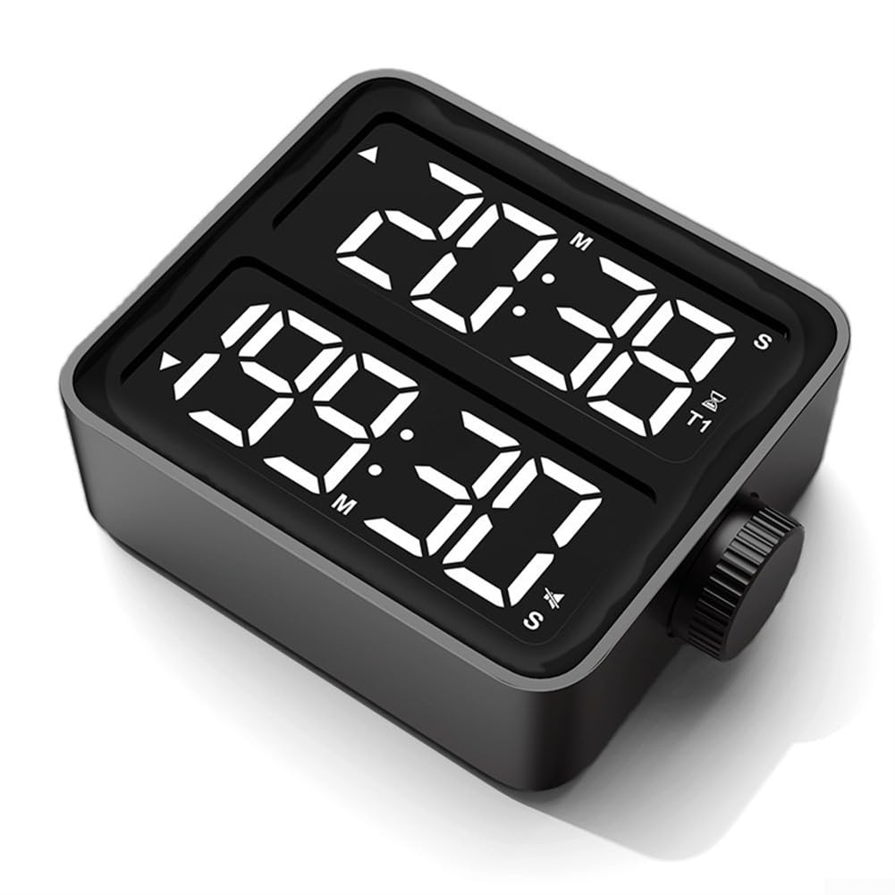 Cyfrowy timer z podwójnym alarmem i dużym wyświetlaczem LCD do kuchni i nauki – magnetyczny i do stojaka, 199 min odliczanie