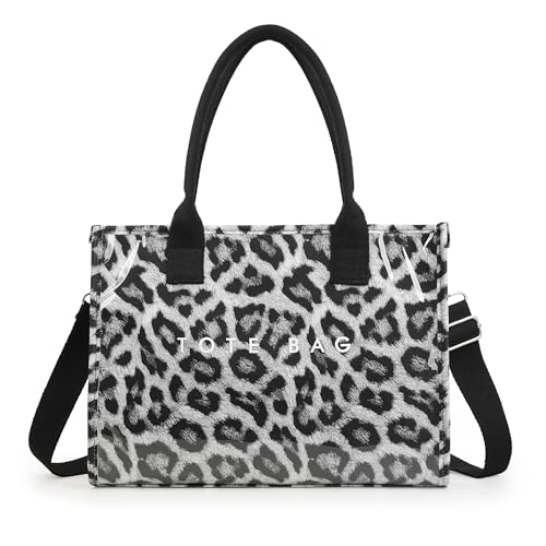 Image of GISMTR PVC Tote Bag for Women Large Letters Print Hobo Handbags Kraft Paper Shoulder Bag with Strap for Work Travel