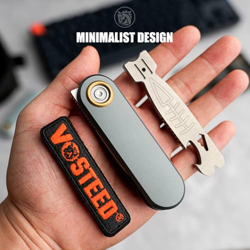 Image of Vosteed Corgi V Pocket Knife - 2.36 inch 14C28N Satin Blade - Patented Vanchor Lock, Gray Aluminum Handle - EDC Knife Surviving Folding Knife - A3703