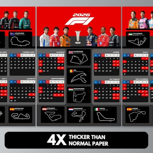 Image of Funk You Store Split Design Formula 1 Posters | Poster 3 A3 Sized Car Posters for Wall | Large Size (89 x 42 cm) F1 Poster for Wall | F1 (F1 Calender 2026) (B 040)