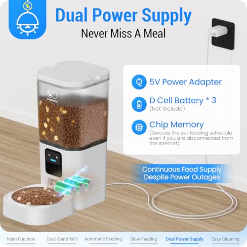 Image of Automatic Cat Feeder with 5G WiFi: Automatic Dog Feeder with Slow Feed & Smart APP Control, 7L Timed Auto Cat Food Dispenser with Alexa for Pets, Detachable for Easy Cleaning - 29 Cups