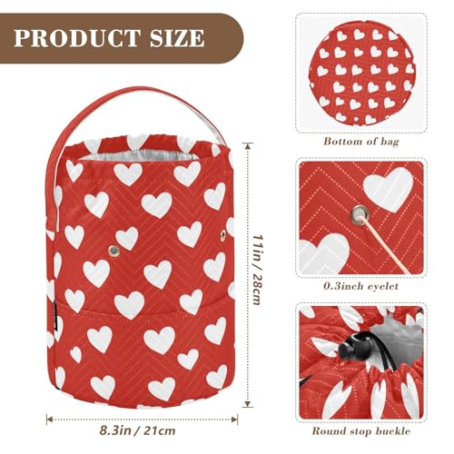 Image of ElliTarr Crochet Bag Yarn Bag with Handle Portable Knitting Project Bag Travel Yarn Storage Organizer Holder Case Red Heart Valentine