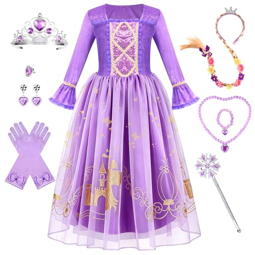 Disfraz de princesa púrpura para niñas 3-10 años