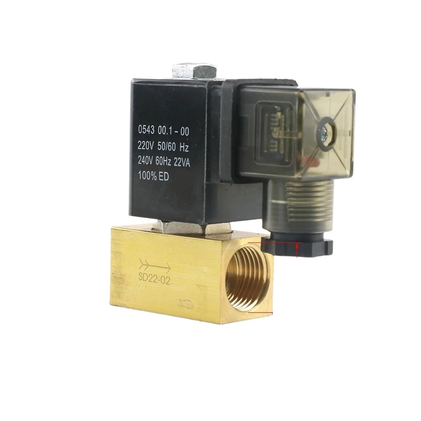 Normalnie zamknięty mosiężny zawór elektromagnetyczny 3/8", 1/2", 1/4", 220V, 24V, 12V (1/2", DC24V)