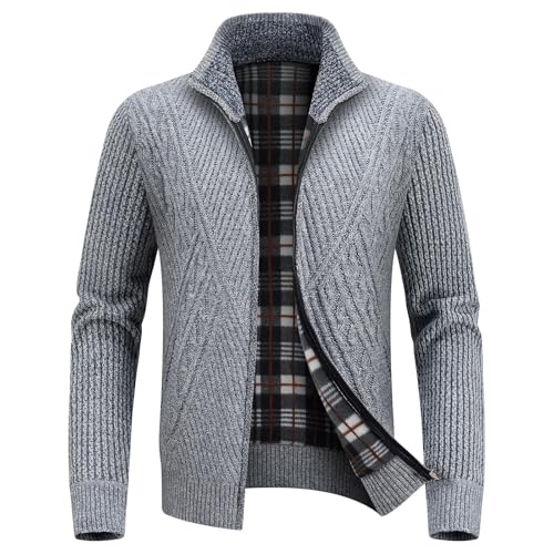 KUDORO Cardigan Homme Veste en Maille Chandail Homme Zippé...