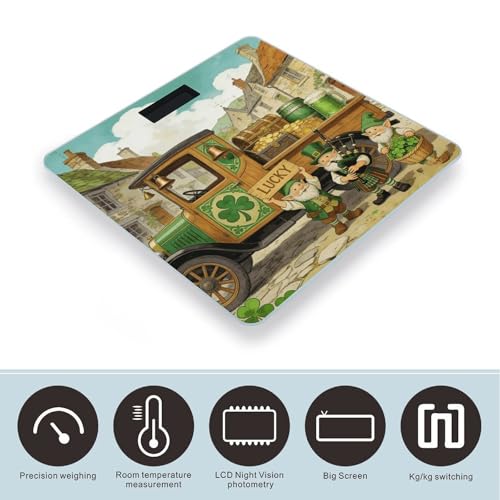 Báscula digital con diseño Green Shamrock Gnomes, precisa y durable miniatura 3
