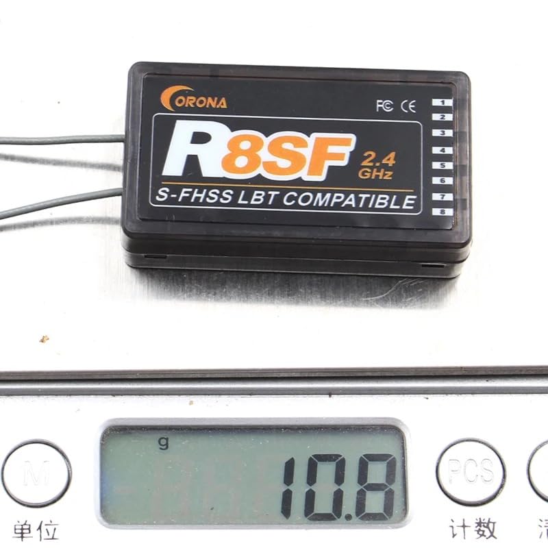 SPARKHOBBY Corona R4SF 4CH R8SF 8CH 2.4GHz S-FHSS/FHSS Receptor compatible para FUTABA T6j T6K T8J T10J 14SG 16SZ 18MZ 4PLS Control remoto (R4SF y R8SF)