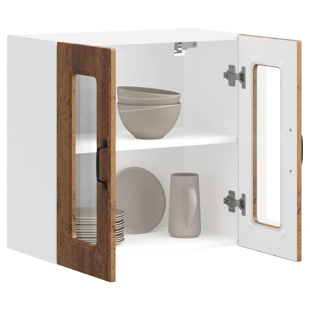 vidaXL Küchen-Hängeschrank mit Glastür Kalmar Altholz-Optik Holzwerkstoff