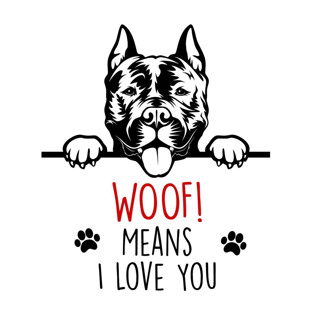 Staffy Woof Means I Love You Mum Dad Coaster Dog Dad Staffordshire Bull Terrier Dad Friend Funny Gift for Birthday Christmas, Staffy Mum Coaster