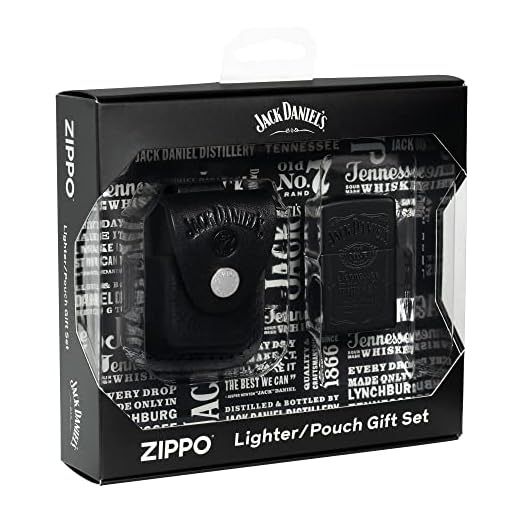 Zippo Jack Daniel's Black Matte Pocket Lighter and Pouch Gift Set