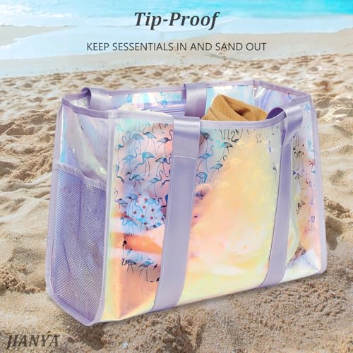 Image of JIANYA Beach Bag, Tip-Proof Waterproof Pool Bag Shoulder Bag with Pockets for Work, Travel, Gym, Beach & Pool