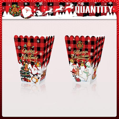 Christmas Popcorn Boxes 18PCS Popcorn Cups Popcorn Holder Popcorn Bowls Cardboard Small Snack Candy Containers for Kid Wedding Birthday Party Decoration
