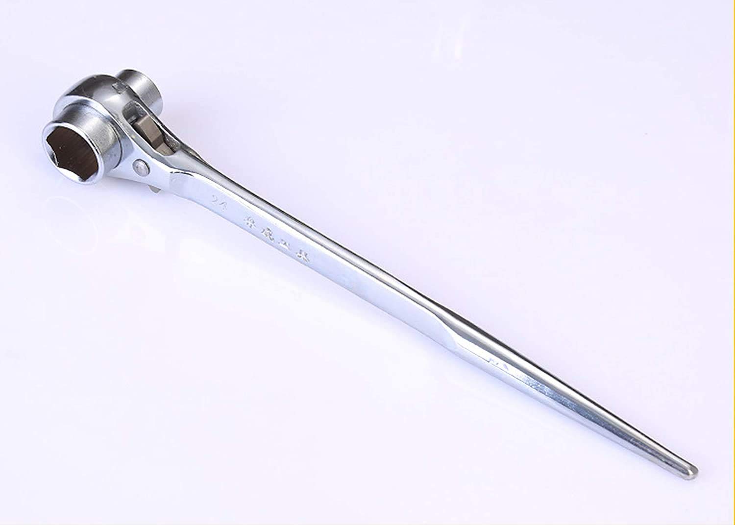 Ausuky Silver 19Mm-22Mm Hexagon Scaffold Podger Ratchet Spanner Ratcheting Socket Wrench (Silver)