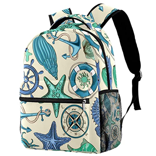 Sac à dos motif ancre nautique Leisure Campus avec porte-bouteille intégré taille Medium
