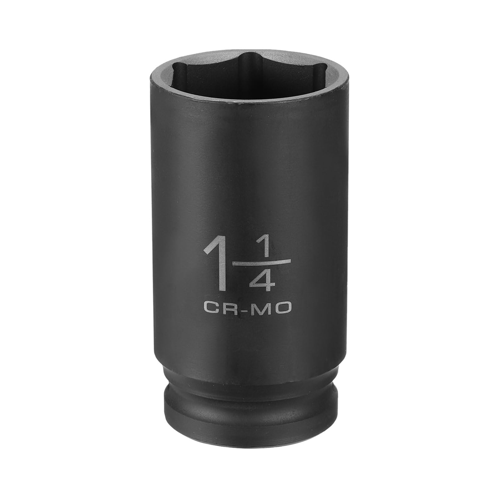 sourcing map 6 Point Shallow Impact Socket 1-1/4" Socket 1/2" Square Drive 78mm (3.1") Long 40CRMO for Home Auto Axle Hex Nuts Bolts Repair, Black